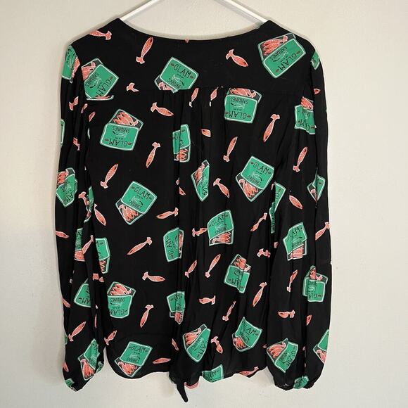 Anthropologie Womens Kendra Dandy Dreamer Button Down Shirt Sz 10 Green Black - Picture 15 of 16